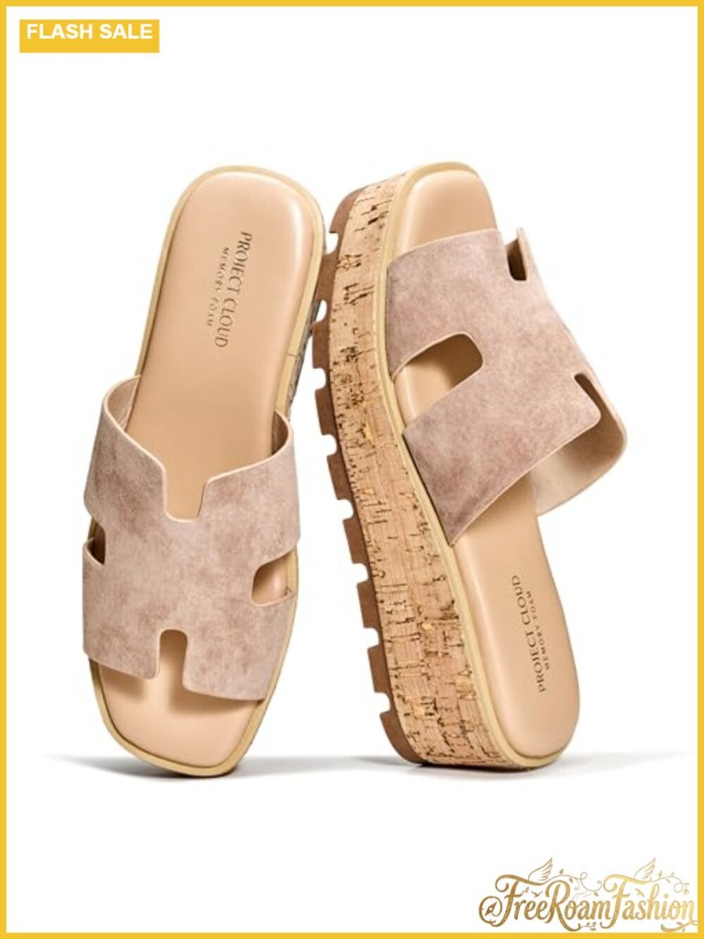 Genuine Leather Platform Wedge Sandals Slip On Memory Foam Women's